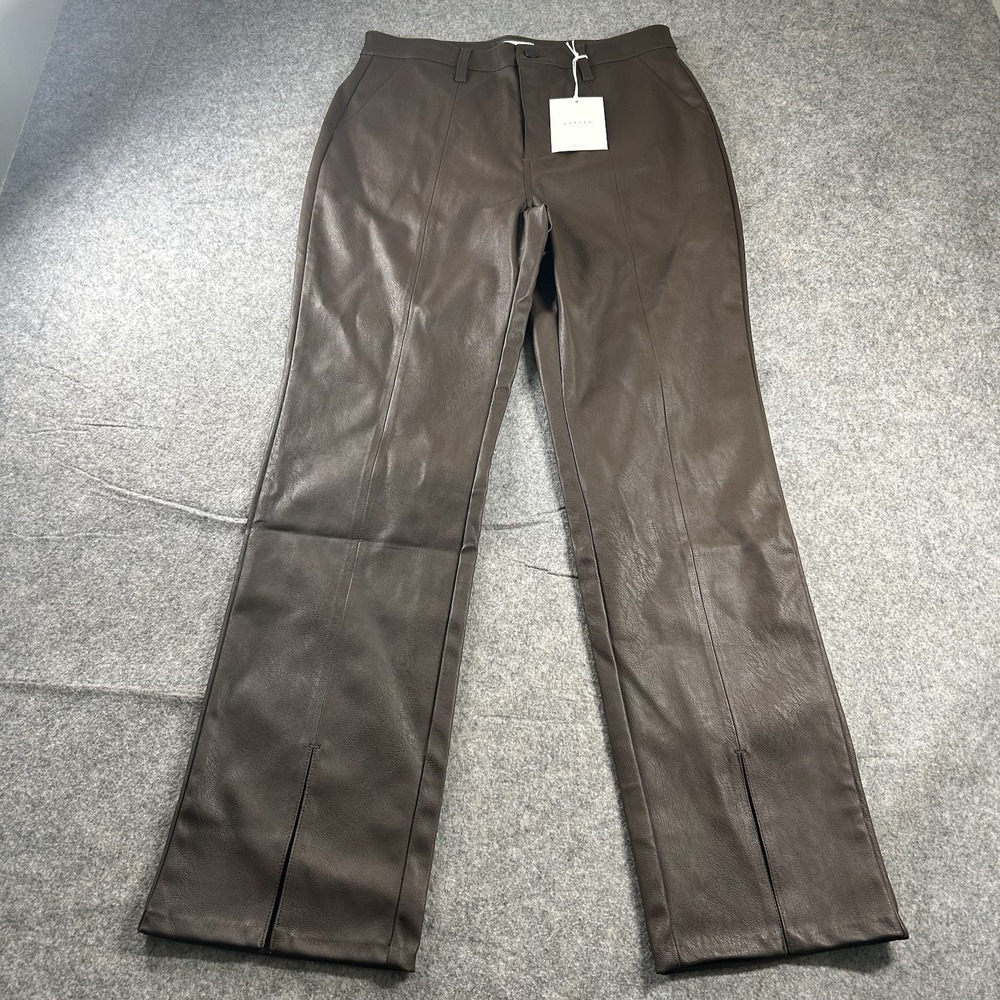 Kancan Pants Womens 28 Mars High Rise Faux Leather Bootcut Brown Jeans